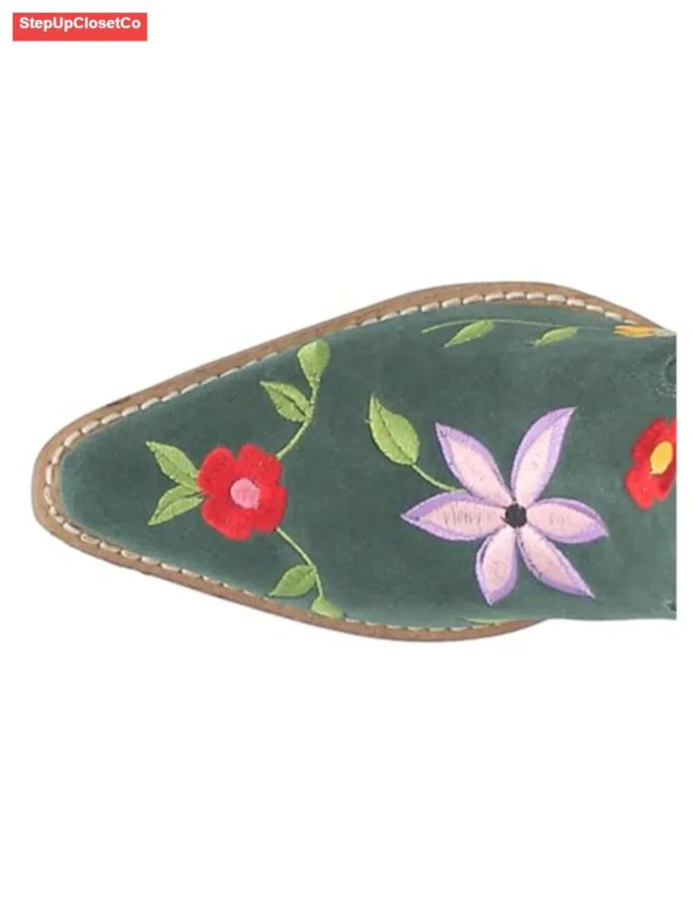 Embroidered Floral Snip Toe Pull On Casual Over the Knee Mid Heel Boots
